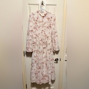 JessaKae Cream and Brown Floral Dress